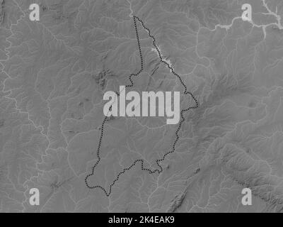 Bono, region of Ghana. Grayscale elevation map with lakes and rivers Stock Photo