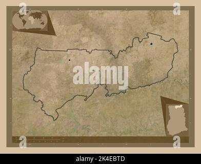 Nandom Map Upper East, region of Ghana. Low resolution satellite map Stock Photo ...