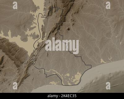 Volta, region of Ghana. Colored elevation map with lakes and rivers ...