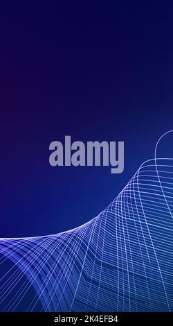 Technology vertical wallpaper with lines simulating internet data. Poster or background of screen. Stock Photo