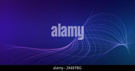 Abstract wave dots Particle with data of metaverse or blockchain. Technology Background. Stock Photo