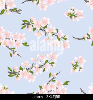 Seamless texture cherry blossoms  natural background vector illustration Stock Vector