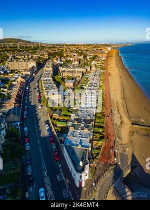 Aerial view of seafront and Portobello Beach in Edinburgh, Scotland, UK Stock Photo