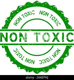 Grunge green non toxic word with star icon round rubber seal stamp on ...