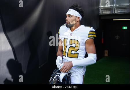 New Orleans Saints' Chris Olave (12) during the second half of an NFL  football game against the the Arizona Cardinals, Thursday, Oct. 20, 2022,  in Glendale, Ariz. (AP Photo/Darryl Webb Stock Photo - Alamy