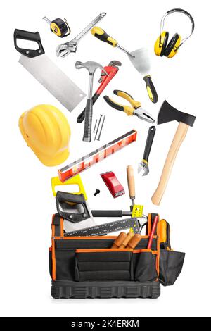 Various craftsman tools isolated on white background Stock Photo - Alamy
