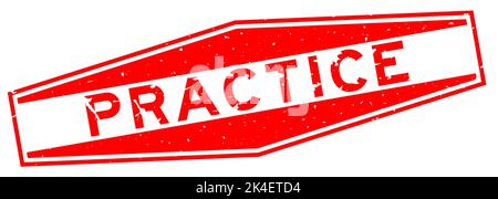 Grunge red practice word hexagon rubber seal stamp on white background Stock Vector