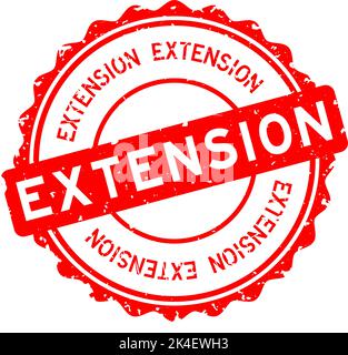 Grunge red extension word round rubber seal stamp on white background Stock Vector