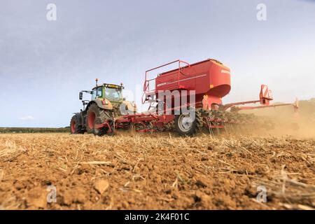 25th September 2022 drilling Winter wheat in Cambridgshire Stock Photo