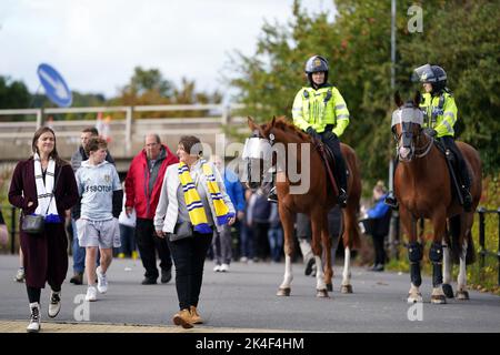 Mounted police officers ahead of the Premier League match at the Amex ...