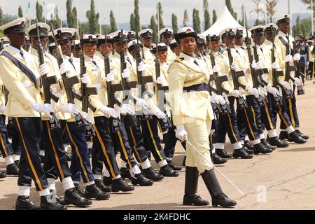 Abuja, Nigeria. October 1st 2022. Nigerian Navy march during the 62nd anniversary marking Nigerian Independence Day. Stock Photo