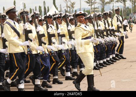 Abuja, Nigeria. October 1st 2022. Nigerian Navy march during the 62nd anniversary marking Nigerian Independence Day. Stock Photo