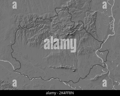 Baranya, county of Hungary. Elevation map colored in wiki style with