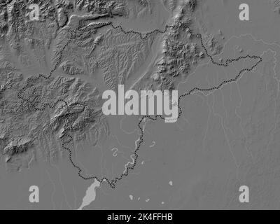 Borsod-Abauj-Zemplen, county of Hungary. Bilevel elevation map with lakes and rivers Stock Photo