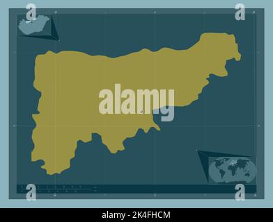 Komarom-Esztergom, county of Hungary. Solid color shape. Corner auxiliary location maps Stock Photo