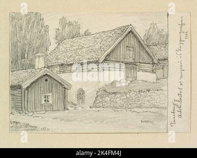 Drawing by Ferdinand Boberg. Södermanland, Jönåkers hd., Tunabergs sn., Tunaberg Nordic Stock Photo