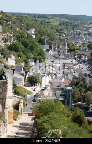 Chinon old town viewed from the chateau Stock Photo