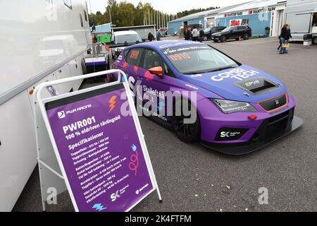 The electric prototype PWR001 during Saturday's STCC race in the Grande finale at Mantorp Park, Mantorp, Sweden. In 2023, the STCC will be the first in the world as a 100% electric national touring car championship. Stock Photo