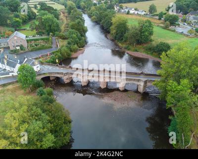 aerial view of Crickhowell Bridge over the River Usk in Wales Stock ...