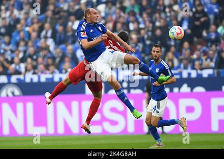 GELSENKIRCHEN,  GERMANY - OCTOBER 2, 2022: The football match of Bundesliga FC Schalke 04 vs FC Augsburg Stock Photo