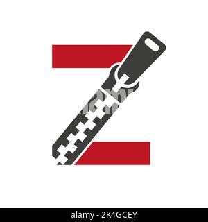 Initial Letter Z Zipper Logo For Fashion Cloth, Embroidery and Textile Symbol Identity Vector Template Stock Vector