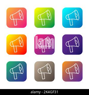 Set of gradient color megaphone icons. Suitable for website, mobile apps, and social media elements. Suitable for website, mobile apps, social media Stock Vector