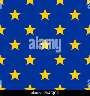Starry sky seamless pattern. True colors flag European Union backgrounds. Simple geometric prints wallpaper. Stock Vector