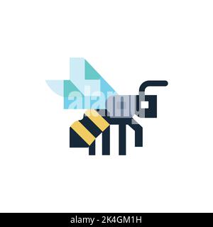 Honey bee icon. Bumblebee, Honey making concept. Vector logo illustration isolated on white background. Stock Vector