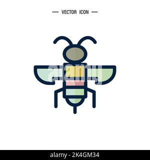 Honey bee icon. Bumblebee, Honey making concept. Vector logo illustration isolated on white background. Stock Vector
