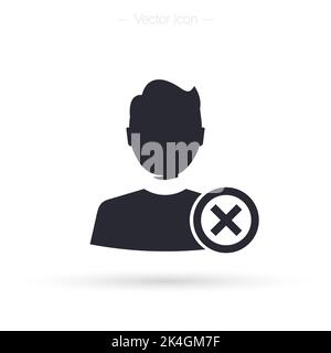 Rejected user icon. Blocked user person. Delete contact sign design. Isolated vector illustration Stock Vector