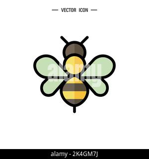 Honey bee icon. Bumblebee, Honey making concept. Vector logo illustration isolated on white background. Stock Vector