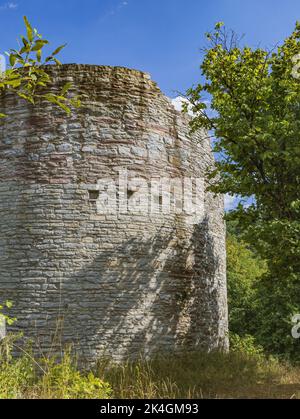 The Residential Tower Of The Nordeck Castle Ruins Built Of Flasher Limestone Blocks Stock Photo