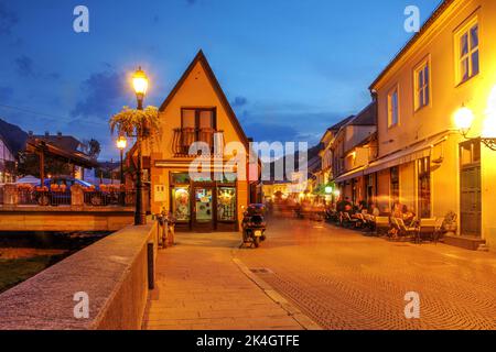 Evening scene along the Gradna River in Samobor, a charming town a few kilometers west of Zagreb, Croatia. Stock Photo