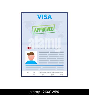 Visa application. Travel approval. Immigration visa. Vector stock illustration Stock Vector