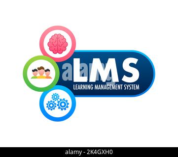 Flat web template with lms for concept design. Concept of learning management system. Stock Vector