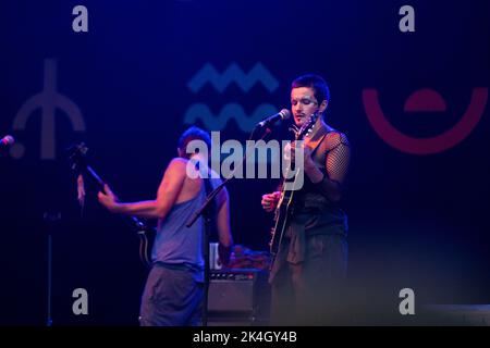 BIG THIEF, CONCERT, 2019: Big Thief play the Mountain Stage at Green Man Festival 2019 music festival in Wales, UK. Photo: Rob Watkins. Stock Photo