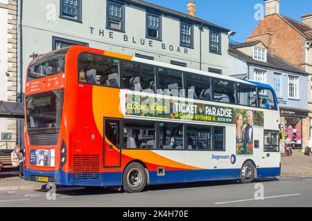 Local bus, Market Square, Witney, Oxfordshire, England, United Kingdom Stock Photo