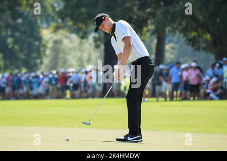 Charlotte, NC, USA. 22nd Sep, 2022. Cam Davis putts during the Presidents Cup at Quail Hollow Golf Course in Charlotte, NC. Brian Bishop/CSM/Alamy Live News Stock Photo