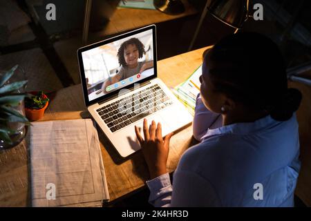 Businesswoman working on laptop in the office Stock Photo