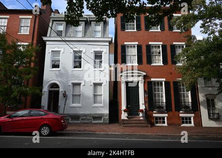 Residential buildings in the historic Old Town neighborhood of Alexandria, Virginia. Stock Photo