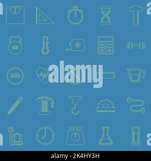Measuring line icons on blue background, stock vector Stock Vector