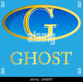 Superhero coat of arms showing Super Ghost icon. Colorful comic book style vector illustration. Stock Vector