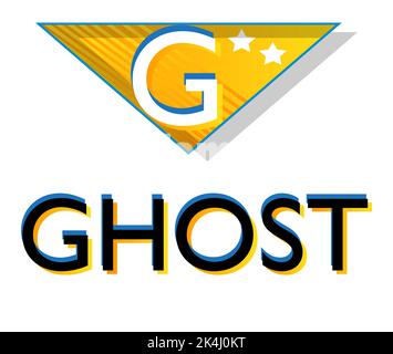 Superhero coat of arms showing Super Ghost icon. Colorful comic book style vector illustration. Stock Vector