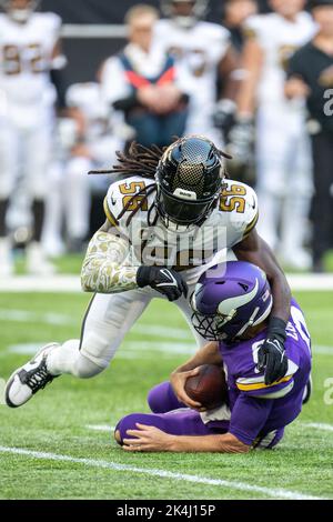 New Orleans Saints linebacker Kaden Elliss (55) in action during an NFL  football game against the Buffalo Bills, Thursday, Nov. 25, 2021, in New  Orleans. (AP Photo/Tyler Kaufman Stock Photo - Alamy