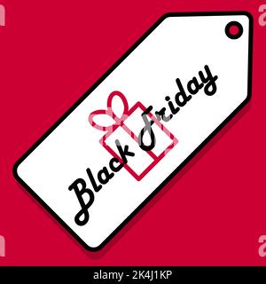 Discount white tag Black Friday. Sale coupon. Flat vector illustration. Stock Vector