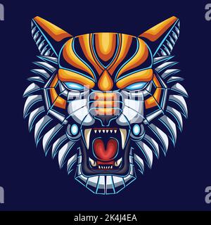 Robot tiger head vector illustration Stock Vector