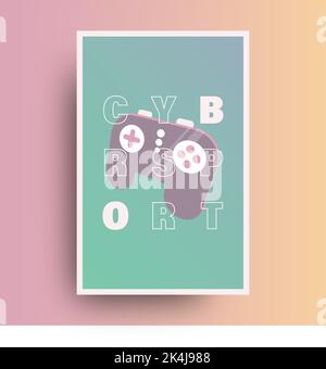 Cyber Sport poster with controller. Concept of gaming Stock Vector
