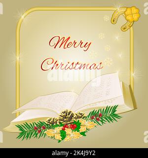 Merry Christmas  frame with book vector Stock Vector