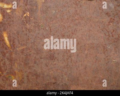 Brown rust stain on surface of the sheet metal , Cracked and flaking surfaces, Abstract background and metalic texture Stock Photo