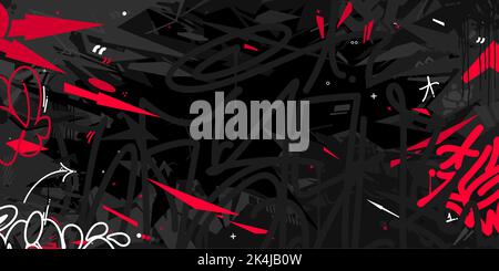 Dark Abstract Flat Urban Street Art Graffiti Style Vector Illustration Template Background Art Stock Vector